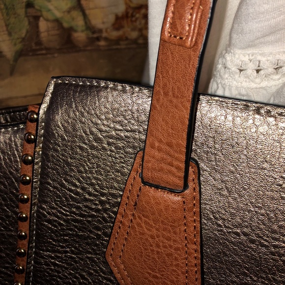 Treska Silver & Brown Studded Shoulder Bag - NWOT - Picture 11 of 16